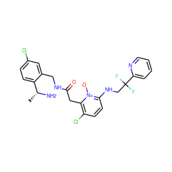 C[C@@H](N)c1ccc(Cl)cc1CNC(=O)Cc1c(Cl)ccc(NCC(F)(F)c2ccccn2)[n+]1[O-] ZINC000028524475