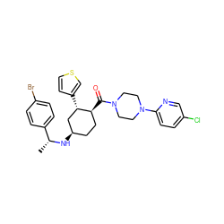 C[C@@H](N[C@@H]1CC[C@H](C(=O)N2CCN(c3ccc(Cl)cn3)CC2)[C@@H](c2ccsc2)C1)c1ccc(Br)cc1 ZINC000073224435