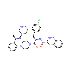 C[C@@H](N[C@@H]1CCCNC1)c1ccccc1N1CCN(C(=O)[C@@H](Cc2ccc(Cl)cc2)NC(=O)[C@H]2Cc3ccccc3CN2)CC1 ZINC000028346652