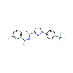 C[C@@H](N[C@H](C)c1ccn(-c2ccc(C(F)(F)F)cc2)n1)c1cccc(Cl)c1 ZINC000045254675