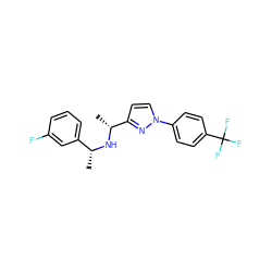 C[C@@H](N[C@H](C)c1ccn(-c2ccc(C(F)(F)F)cc2)n1)c1cccc(F)c1 ZINC000045283341