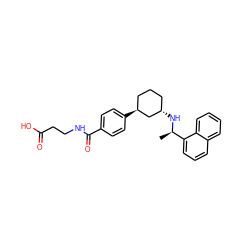 C[C@@H](N[C@H]1CCC[C@H](c2ccc(C(=O)NCCC(=O)O)cc2)C1)c1cccc2ccccc12 ZINC000140597826