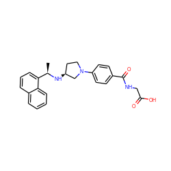 C[C@@H](N[C@H]1CCN(c2ccc(C(=O)NCC(=O)O)cc2)C1)c1cccc2ccccc12 ZINC000118898928