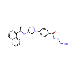 C[C@@H](N[C@H]1CCN(c2ccc(C(=O)NCCN)cc2)C1)c1cccc2ccccc12 ZINC001772575110