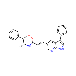 C[C@@H](NC(=O)/C=C/c1cnc2[nH]cc(-c3ccccc3)c2c1)[C@@H](O)c1ccccc1 ZINC001772653188