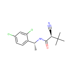 C[C@@H](NC(=O)[C@@H](C#N)C(C)(C)C)c1ccc(Cl)cc1Cl ZINC000043068551