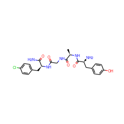 C[C@@H](NC(=O)[C@@H](N)Cc1ccc(O)cc1)C(=O)NCC(=O)N[C@@H](Cc1ccc(Cl)cc1)C(N)=O ZINC001772602478