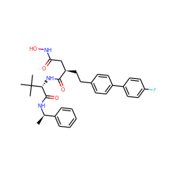 C[C@@H](NC(=O)[C@@H](NC(=O)[C@H](CCc1ccc(-c2ccc(F)cc2)cc1)CC(=O)NO)C(C)(C)C)c1ccccc1 ZINC000027648238