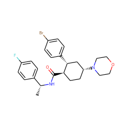 C[C@@H](NC(=O)[C@@H]1CC[C@@H](N2CCOCC2)C[C@H]1c1ccc(Br)cc1)c1ccc(F)cc1 ZINC000103283322