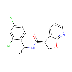 C[C@@H](NC(=O)[C@@H]1COc2ncccc21)c1ccc(Cl)cc1Cl ZINC000205624553