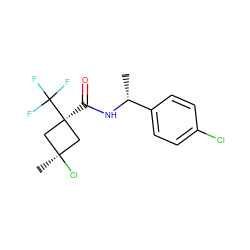 C[C@@H](NC(=O)[C@]1(C(F)(F)F)C[C@@](C)(Cl)C1)c1ccc(Cl)cc1 ZINC000103203393