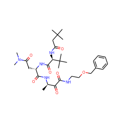C[C@@H](NC(=O)[C@H](CC(=O)N(C)C)NC(=O)[C@@H](NC(=O)CC(C)(C)C)C(C)(C)C)C(=O)C(=O)NCCOCc1ccccc1 ZINC000027332388