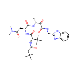 C[C@@H](NC(=O)[C@H](CC(=O)N(C)C)NC(=O)[C@@H](NC(=O)CC(C)(C)C)C(C)(C)C)C(=O)C(=O)NCc1nc2ccccc2[nH]1 ZINC000027412128