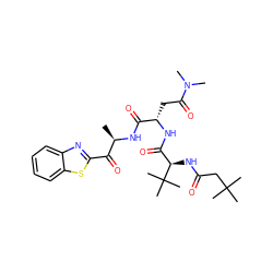 C[C@@H](NC(=O)[C@H](CC(=O)N(C)C)NC(=O)[C@@H](NC(=O)CC(C)(C)C)C(C)(C)C)C(=O)c1nc2ccccc2s1 ZINC000027406715