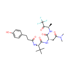 C[C@@H](NC(=O)[C@H](CC(=O)N(C)C)NC(=O)[C@@H](NC(=O)CCc1ccc(O)cc1)C(C)(C)C)C(=O)C(F)(F)F ZINC000027414076