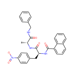 C[C@@H](NC(=O)[C@H](Cc1ccc([N+](=O)[O-])cc1)NC(=O)c1cccc2ccccc12)C(=O)NCc1ccccc1 ZINC000029227284