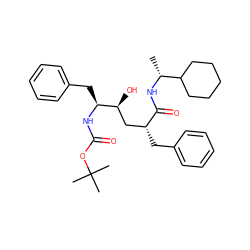 C[C@@H](NC(=O)[C@H](Cc1ccccc1)C[C@H](O)[C@H](Cc1ccccc1)NC(=O)OC(C)(C)C)C1CCCCC1 ZINC000026842745