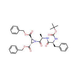 C[C@@H](NC(=O)[C@H](Cc1ccccc1)NC(=O)OC(C)(C)C)C(=O)N1[C@H](C(=O)OCc2ccccc2)[C@H]1C(=O)OCc1ccccc1 ZINC000036178780