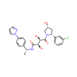 C[C@@H](NC(=O)[C@H](O)[C@@H](O)C(=O)N1C[C@H](O)C[C@@H]1c1cccc(Cl)c1)c1ccc(-n2cccn2)cc1 ZINC000071342075