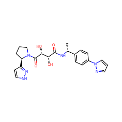 C[C@@H](NC(=O)[C@H](O)[C@@H](O)C(=O)N1CCC[C@@H]1c1cc[nH]n1)c1ccc(-n2cccn2)cc1 ZINC000071418538