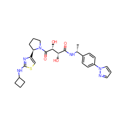 C[C@@H](NC(=O)[C@H](O)[C@@H](O)C(=O)N1CCC[C@@H]1c1csc(NC2CCC2)n1)c1ccc(-n2cccn2)cc1 ZINC000071341271