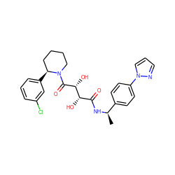 C[C@@H](NC(=O)[C@H](O)[C@@H](O)C(=O)N1CCCC[C@@H]1c1cccc(Cl)c1)c1ccc(-n2cccn2)cc1 ZINC000071341679