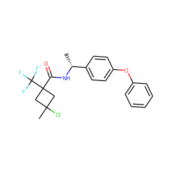 C[C@@H](NC(=O)C1(C(F)(F)F)CC(C)(Cl)C1)c1ccc(Oc2ccccc2)cc1 ZINC000026501767