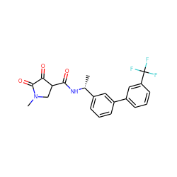 C[C@@H](NC(=O)C1CN(C)C(=O)C1=O)c1cccc(-c2cccc(C(F)(F)F)c2)c1 ZINC000219149913