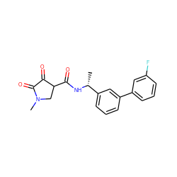 C[C@@H](NC(=O)C1CN(C)C(=O)C1=O)c1cccc(-c2cccc(F)c2)c1 ZINC000219159902