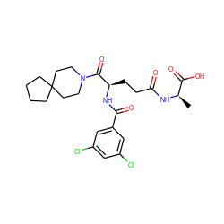 C[C@@H](NC(=O)CC[C@@H](NC(=O)c1cc(Cl)cc(Cl)c1)C(=O)N1CCC2(CCCC2)CC1)C(=O)O ZINC000013745229