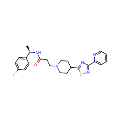 C[C@@H](NC(=O)CCN1CCC(c2nc(-c3ccccn3)no2)CC1)c1ccc(F)cc1 ZINC000073222136