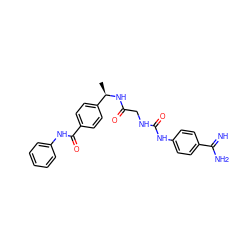 C[C@@H](NC(=O)CNC(=O)Nc1ccc(C(=N)N)cc1)c1ccc(C(=O)Nc2ccccc2)cc1 ZINC000027204559