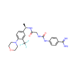 C[C@@H](NC(=O)CNC(=O)Nc1ccc(C(=N)N)cc1)c1ccc(N2CCOCC2)c(C(F)(F)F)c1 ZINC000027200224