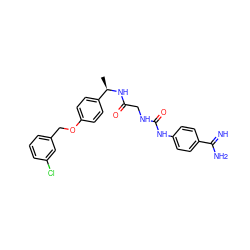 C[C@@H](NC(=O)CNC(=O)Nc1ccc(C(=N)N)cc1)c1ccc(OCc2cccc(Cl)c2)cc1 ZINC000027200590