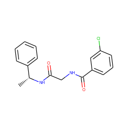 C[C@@H](NC(=O)CNC(=O)c1cccc(Cl)c1)c1ccccc1 ZINC000003429081