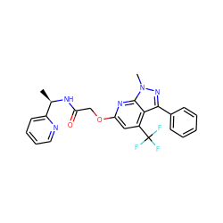 C[C@@H](NC(=O)COc1cc(C(F)(F)F)c2c(-c3ccccc3)nn(C)c2n1)c1ccccn1 ZINC000117512733