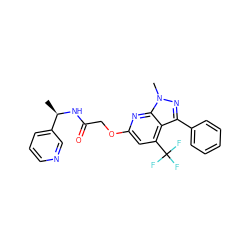 C[C@@H](NC(=O)COc1cc(C(F)(F)F)c2c(-c3ccccc3)nn(C)c2n1)c1cccnc1 ZINC000117513770