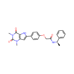 C[C@@H](NC(=O)COc1ccc(-c2cc3c([nH]2)c(=O)n(C)c(=O)n3C)cc1)c1ccccc1 ZINC000013678866