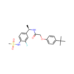 C[C@@H](NC(=O)COc1ccc(C(C)(C)C)cc1)c1ccc(NS(C)(=O)=O)c(F)c1 ZINC000144485499