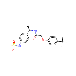 C[C@@H](NC(=O)COc1ccc(C(C)(C)C)cc1)c1ccc(NS(C)(=O)=O)cc1 ZINC000038239205