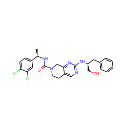 C[C@@H](NC(=O)N1CCc2cnc(N[C@H](CO)Cc3ccccc3)nc2C1)c1ccc(Cl)c(Cl)c1 ZINC001772592967