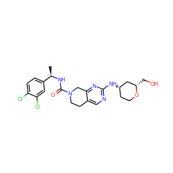 C[C@@H](NC(=O)N1CCc2cnc(N[C@H]3CCO[C@@H](CO)C3)nc2C1)c1ccc(Cl)c(Cl)c1 ZINC000169329349