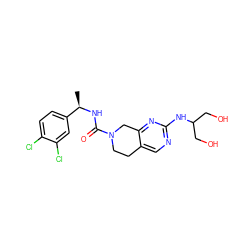 C[C@@H](NC(=O)N1CCc2cnc(NC(CO)CO)nc2C1)c1ccc(Cl)c(Cl)c1 ZINC000202127013