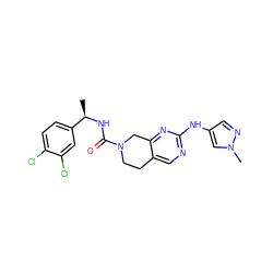 C[C@@H](NC(=O)N1CCc2cnc(Nc3cnn(C)c3)nc2C1)c1ccc(Cl)c(Cl)c1 ZINC000299832030