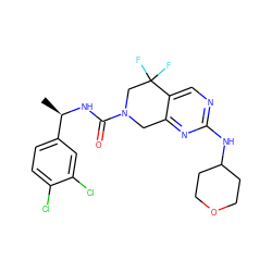 C[C@@H](NC(=O)N1Cc2nc(NC3CCOCC3)ncc2C(F)(F)C1)c1ccc(Cl)c(Cl)c1 ZINC000202124114