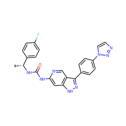 C[C@@H](NC(=O)Nc1cc2[nH]nc(-c3ccc(-n4ccnn4)cc3)c2cn1)c1ccc(F)cc1 ZINC000261082488