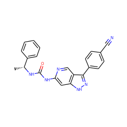 C[C@@H](NC(=O)Nc1cc2[nH]nc(-c3ccc(C#N)cc3)c2cn1)c1ccccc1 ZINC000205425421