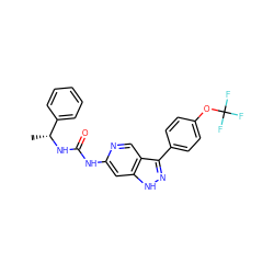 C[C@@H](NC(=O)Nc1cc2[nH]nc(-c3ccc(OC(F)(F)F)cc3)c2cn1)c1ccccc1 ZINC000261100569