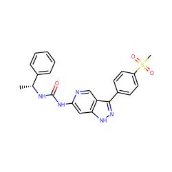 C[C@@H](NC(=O)Nc1cc2[nH]nc(-c3ccc(S(C)(=O)=O)cc3)c2cn1)c1ccccc1 ZINC000261093764