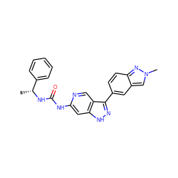 C[C@@H](NC(=O)Nc1cc2[nH]nc(-c3ccc4nn(C)cc4c3)c2cn1)c1ccccc1 ZINC000261184821